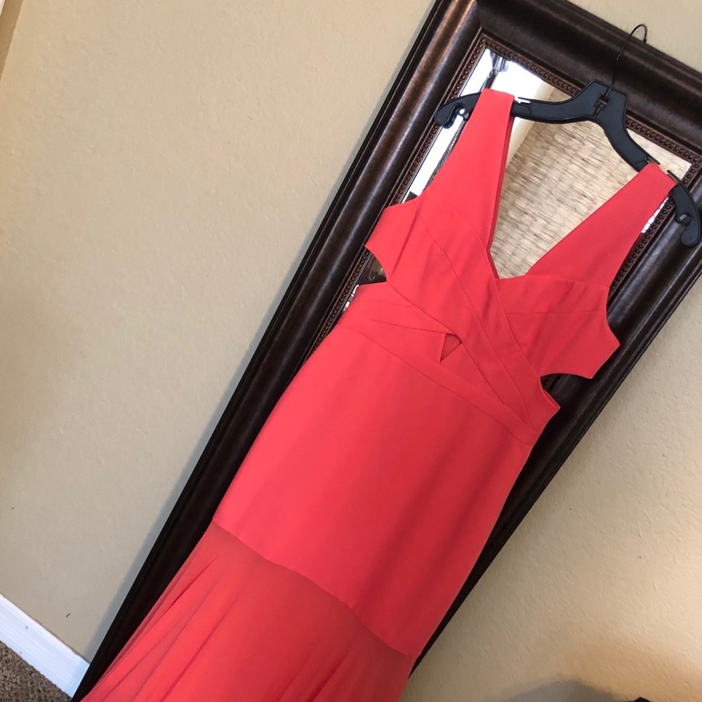 Never worn. Coral BCBG floor length dress